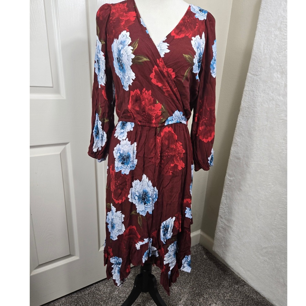 Plenty by Tracy‎ Reese Women's  Size Medium Floral Print Faux Wrap Midi Dress